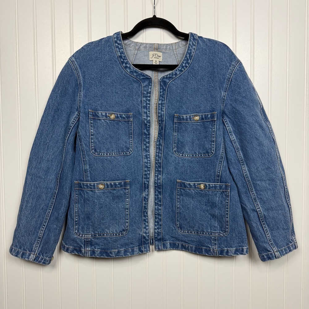 J Crew Saline Relaxed Denim Jean Jacket Medium Indigo Wash Women's Cotton Blend